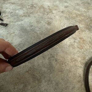 Brown leather fancy stitched horse browband equestrian